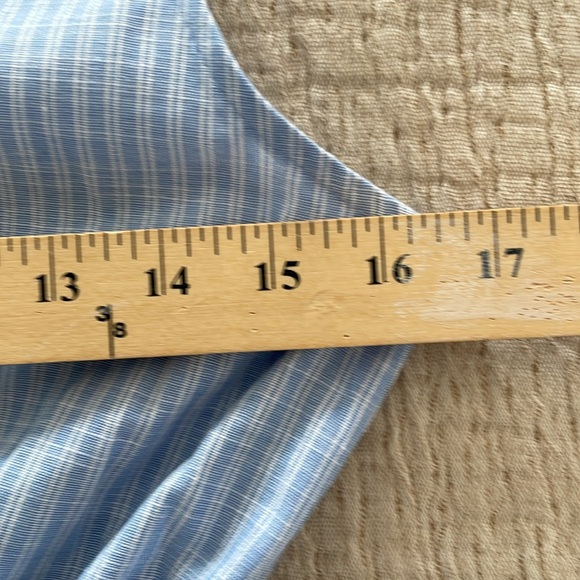 S: Cotton A-Line Sun Dress Blue/White PinStriped Tiered V neck NWOT new! - Picture 8 of 10